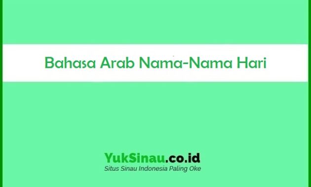 Bahasa Arab Nama Nama Hari